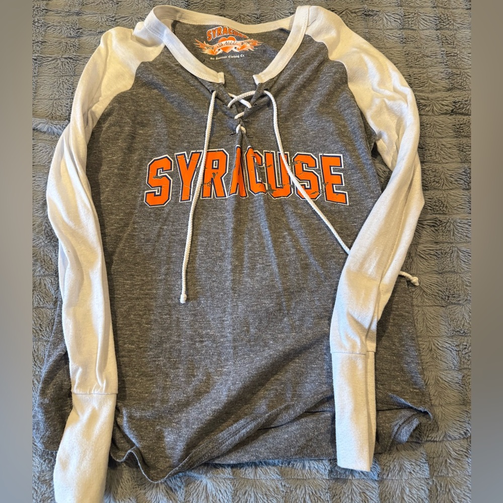 So Nikki Syracuse University Gray and White Long Sleeve Tee